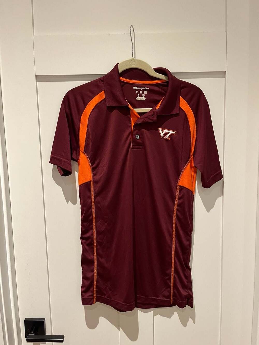 Champion Elite Virginia Tech Hokies Men's Performance Polo Shirt Maroon and Oran